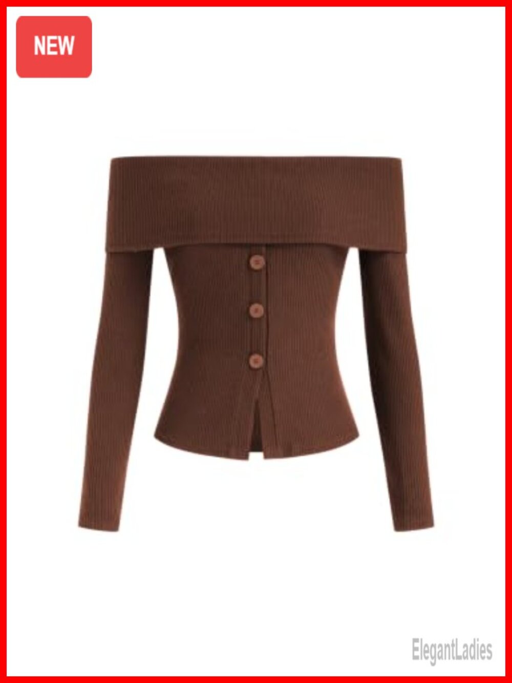 Off Shoulder Ribbed Knit Crop Top Button Down Long Sleeve